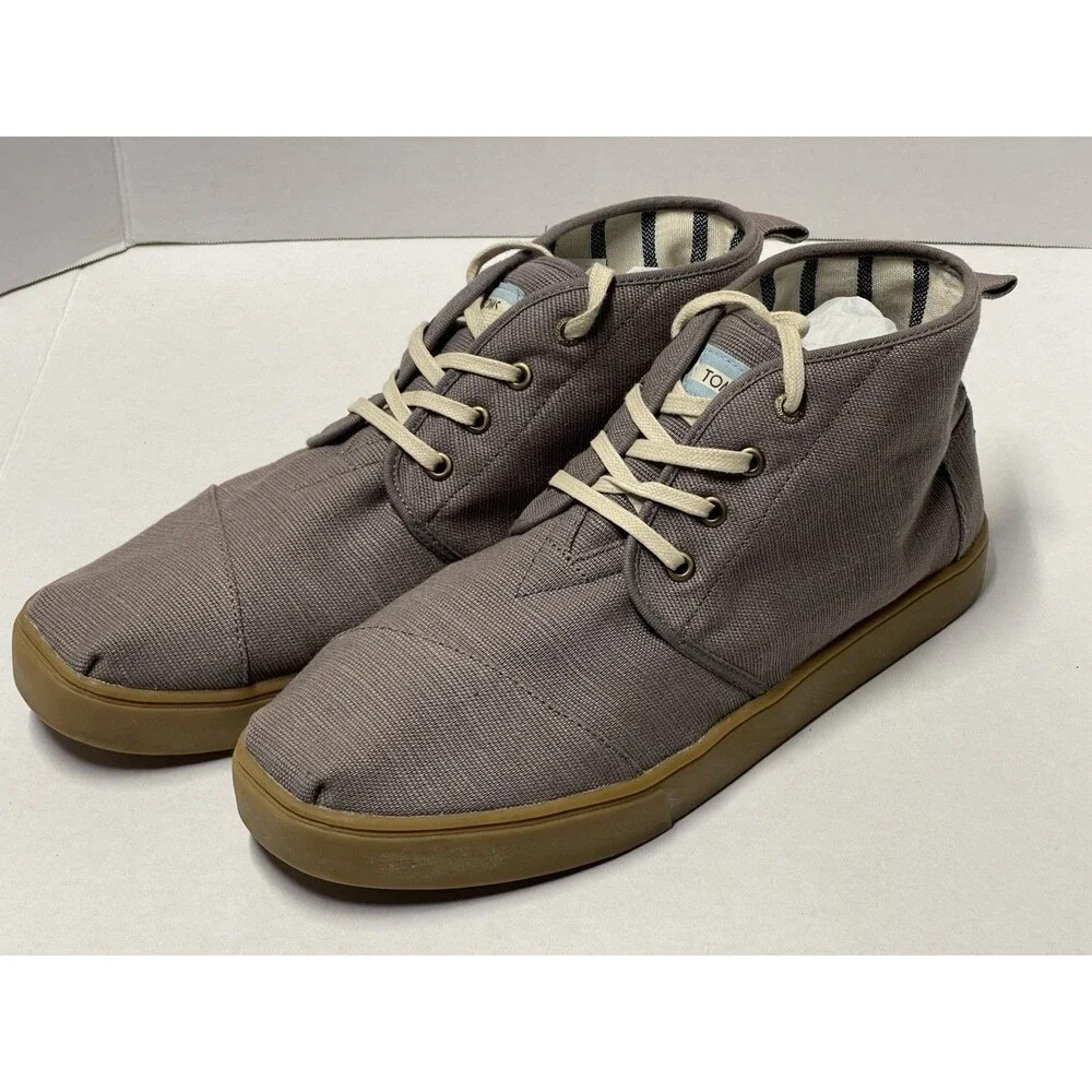 Toms Shoes Men's 12 Bota Shade Heritage Gum Cupsole High Top Sneakers Gray